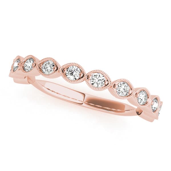 Vintage-Inspired Milgrain Wedding band (0.4 ct. tw.), Front view in rose gold