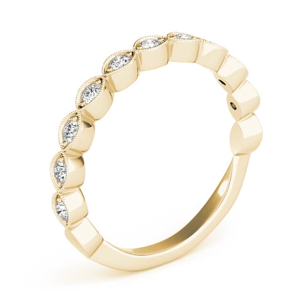 Vintage-Inspired Milgrain Wedding band (0.4 ct. tw.), Angle view in yellow gold