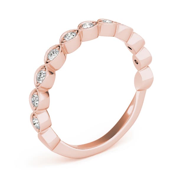 Vintage-Inspired Milgrain Wedding band (0.4 ct. tw.), Angle view in rose gold