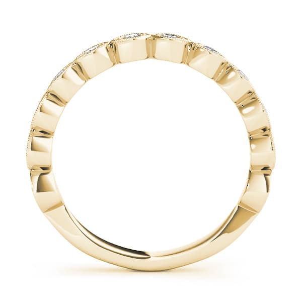 Vintage-Inspired Milgrain Wedding band (0.4 ct. tw.), Side view in yellow gold
