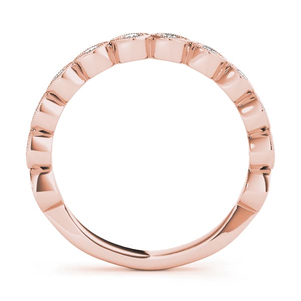 Vintage-Inspired Milgrain Wedding band (0.4 ct. tw.), Side view in rose gold