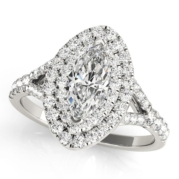 Double Halo Marquise Split Shank Engagement Ring — style 50949 in 10k White Gold