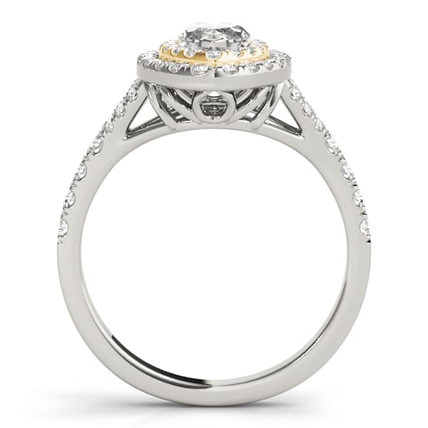 Double Halo Marquise Split Shank Engagement Ring, style 50949, Side view in yellow gold