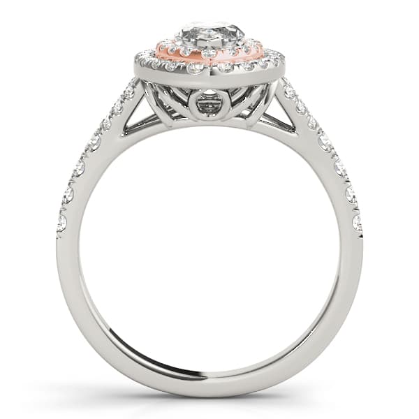 Double Halo Marquise Split Shank Engagement Ring, style 50949, Side view in rose gold