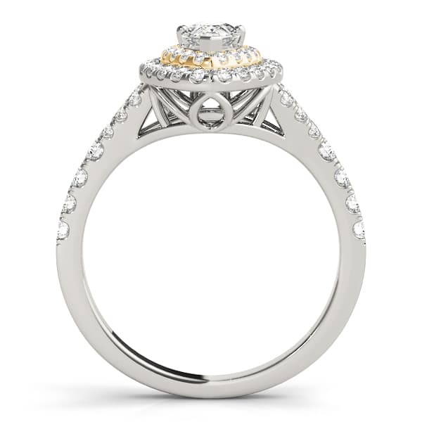 Pear Double Halo Split Shank Engagement Ring, style 50950, Side view in yellow gold