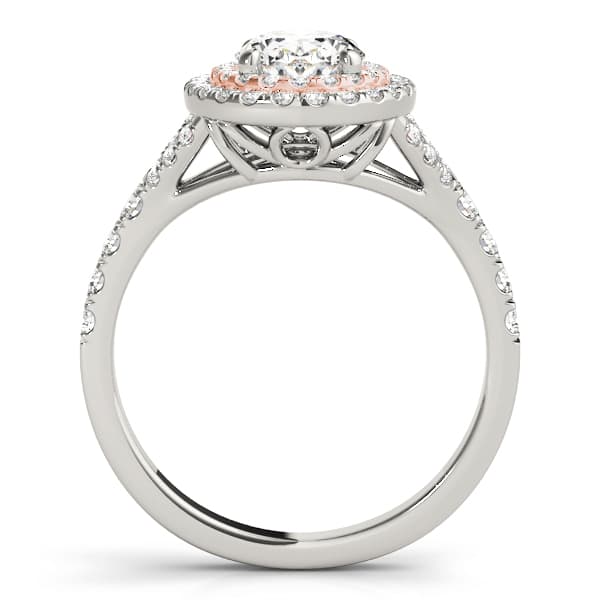 Oval Double Halo Split Shank Engagement Ring, style 50953, Side view in rose gold
