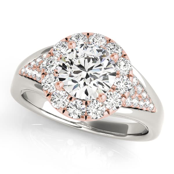 Vintage Round Halo Engagement Ring, style 50955, Front view in rose gold