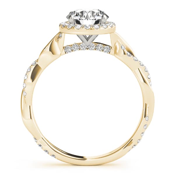Round Twisting Halo Engagement Ring, style 50956, Side view in yellow gold