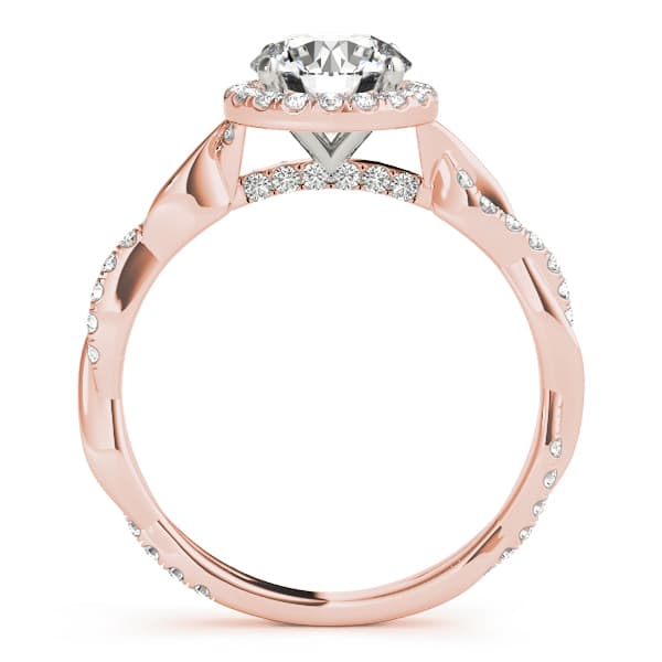 Round Twisting Halo Engagement Ring, style 50956, Side view in rose gold