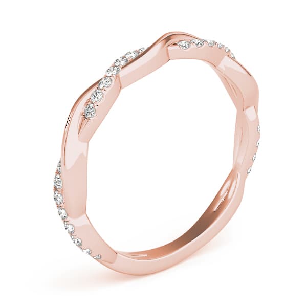 Accented Twisting Wedding Band (0.2 ct. tw.), Angle view in rose gold