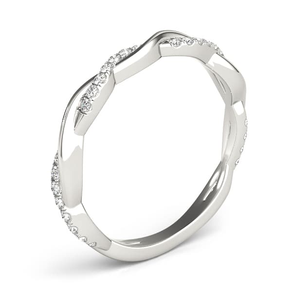 Accented Twisting Wedding Band (0.2 ct. tw.), Angle view in white gold or platinum