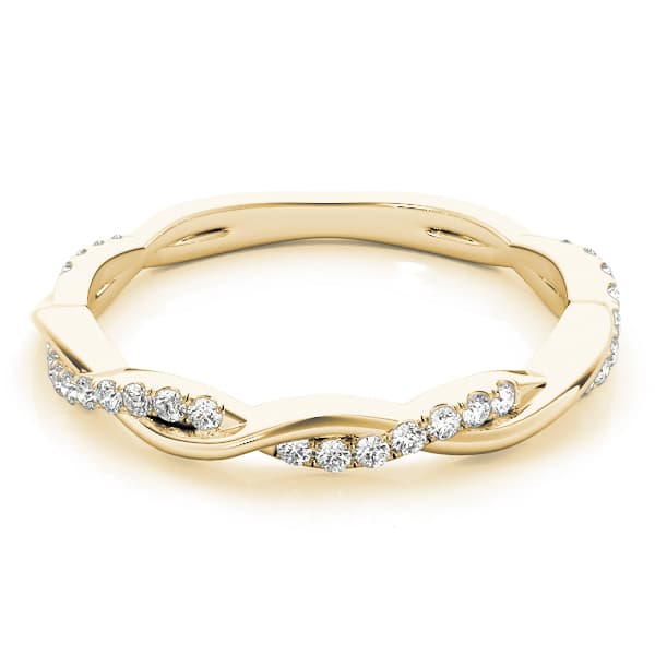 Accented Twisting Wedding Band (0.2 ct. tw.), On hand view in yellow gold