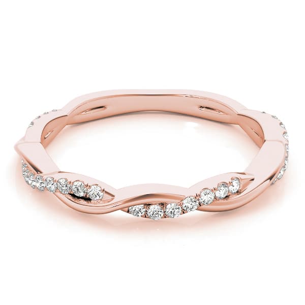 Accented Twisting Wedding Band (0.2 ct. tw.), On hand view in rose gold