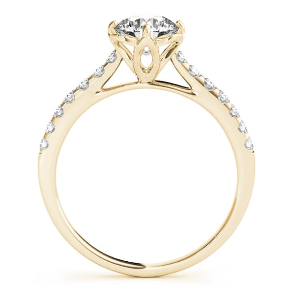 Vintage Floral Shape U-Prong Halo Engagement Ring, style 50957, Side view in yellow gold