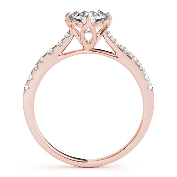 Vintage Floral Shape U-Prong Halo Engagement Ring, style 50957, Side view in rose gold