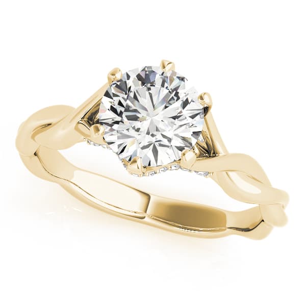 Twisted Shank Hidden Halo Engagement Ring, style 50961, Front view in yellow gold