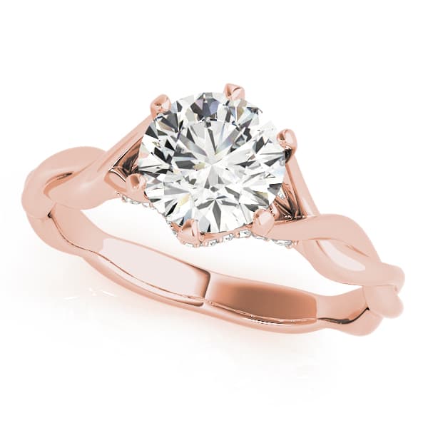 Twisted Shank Hidden Halo Engagement Ring, style 50961, Front view in rose gold
