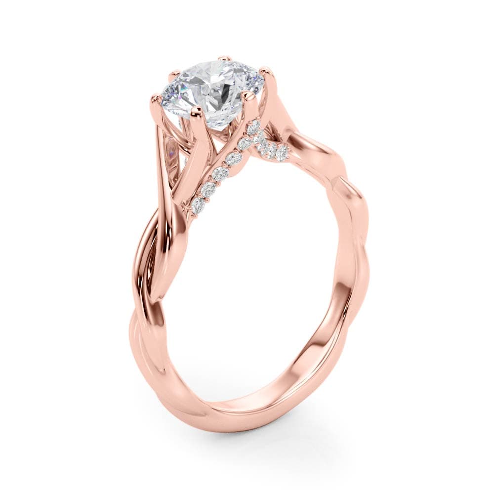 Twisted Shank Hidden Halo Engagement Ring, style 50961, Angle view in rose gold