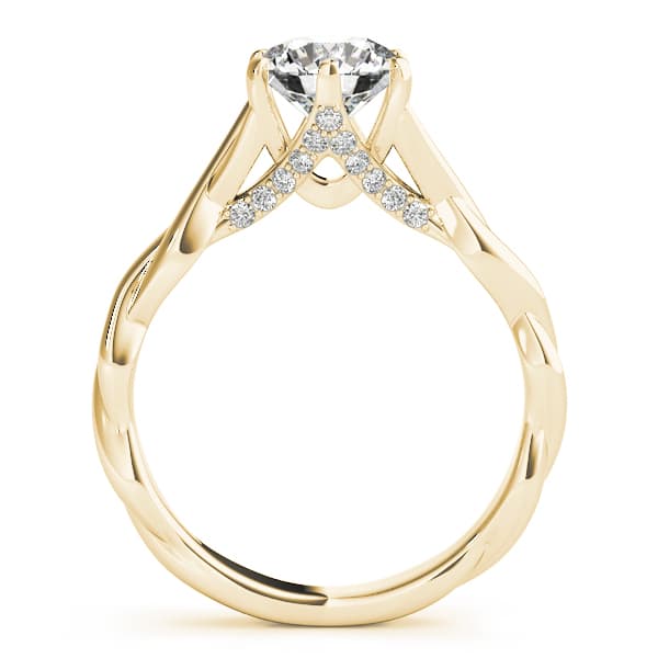 Twisted Shank Hidden Halo Engagement Ring, style 50961, Side view in yellow gold