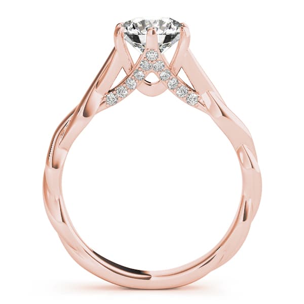 Twisted Shank Hidden Halo Engagement Ring, style 50961, Side view in rose gold