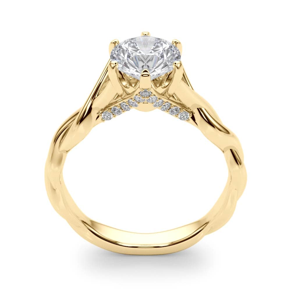 Twisted Shank Hidden Halo Engagement Ring, style 50961, Top view in yellow gold