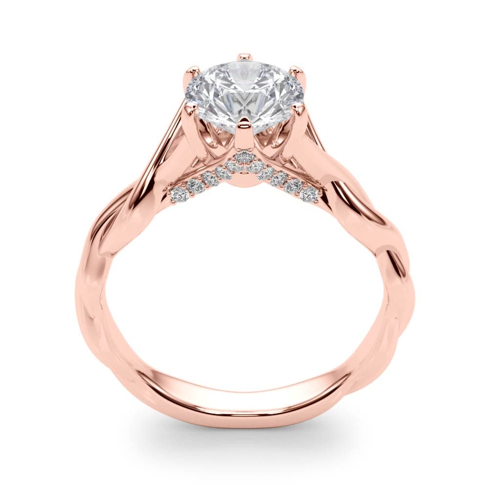 Twisted Shank Hidden Halo Engagement Ring, style 50961, Top view in rose gold