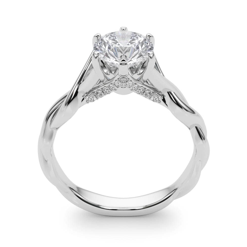 Twisted Shank Hidden Halo Engagement Ring, style 50961, Top view in white gold or platinum