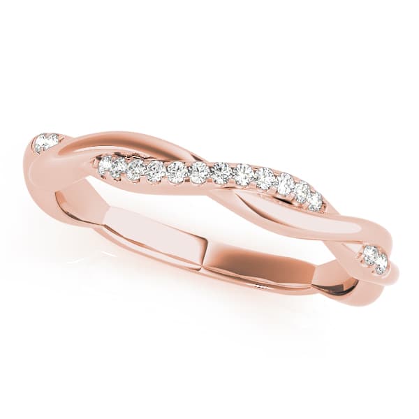 Twisting Diamond Wedding Band (0.08 ct. tw.), Front view in rose gold