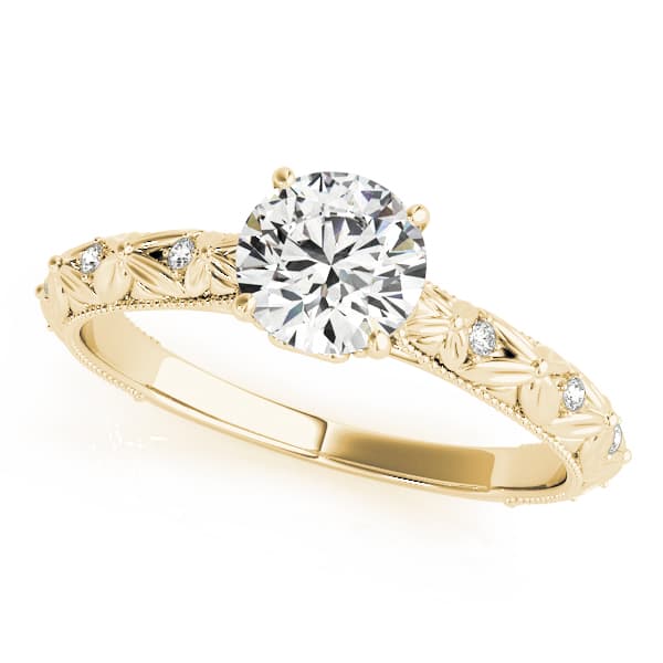 Vintage-Inspired Engagement Ring, style 50963, Front view in yellow gold