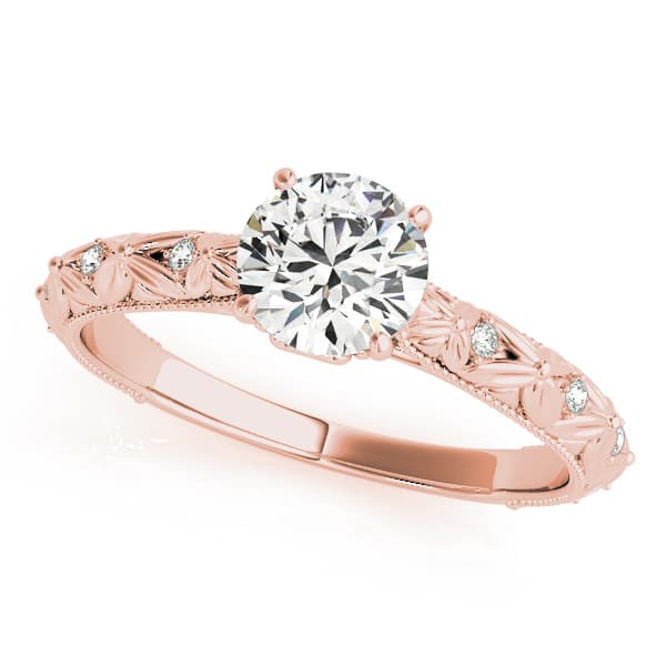 Vintage-Inspired Engagement Ring, style 50963, Front view in rose gold