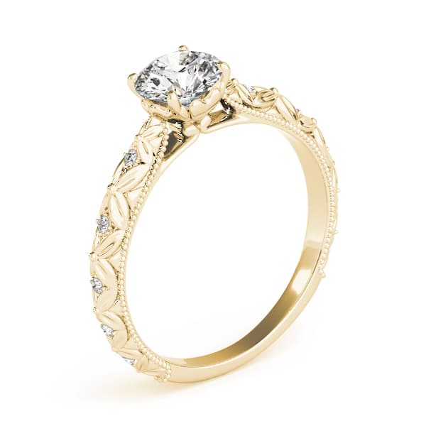 Vintage-Inspired Engagement Ring, style 50963, Angle view in yellow gold