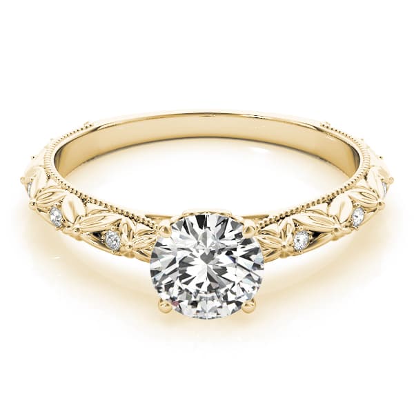Vintage-Inspired Engagement Ring, style 50963, On hand view in yellow gold