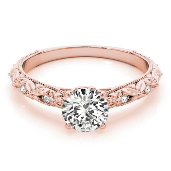 Vintage-Inspired Engagement Ring, style 50963, On hand view in rose gold