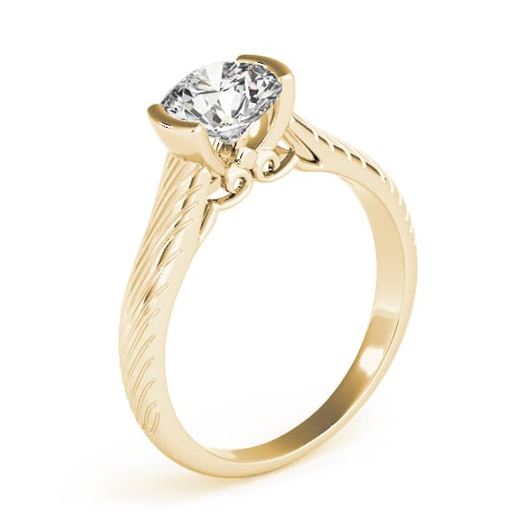 Solitaire Filigree Half Bezel Engagement Ring, style 50964, Angle view in yellow gold
