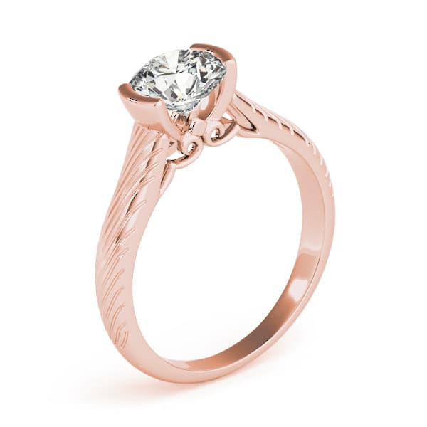 Solitaire Filigree Half Bezel Engagement Ring, style 50964, Angle view in rose gold