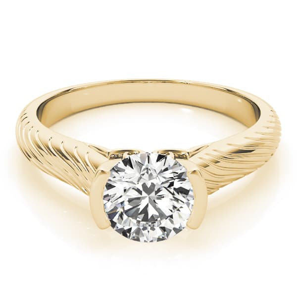 Solitaire Filigree Half Bezel Engagement Ring, style 50964, On hand view in yellow gold