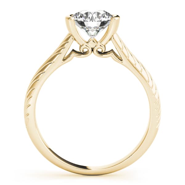 Solitaire Filigree Half Bezel Engagement Ring, style 50964, Side view in yellow gold