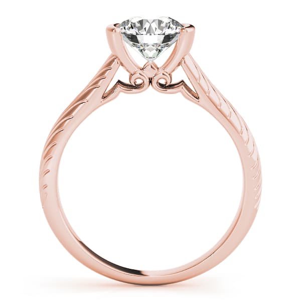 Solitaire Filigree Half Bezel Engagement Ring, style 50964, Side view in rose gold