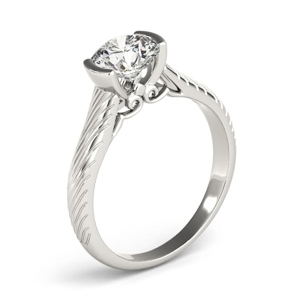 Solitaire Filigree Half Bezel Engagement Ring, style 50964, Top view in white gold or platinum
