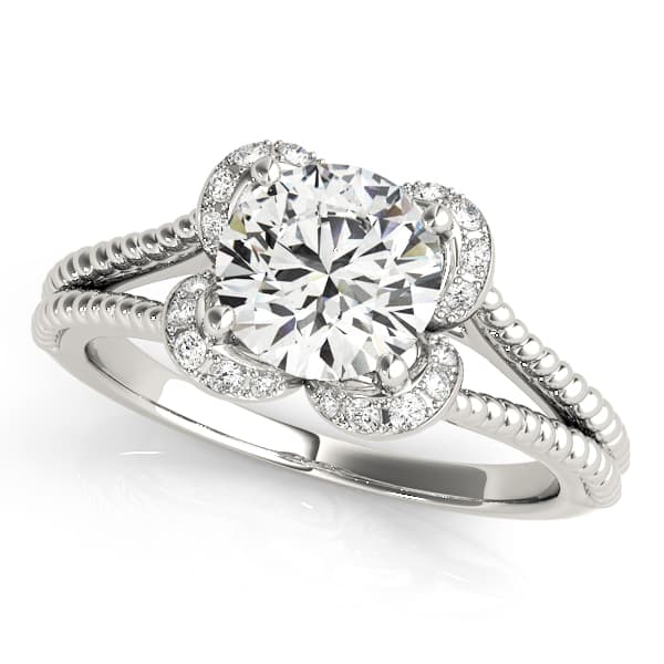 Round Halo Split Shank Engagement Ring — style 50966 in 10k White Gold