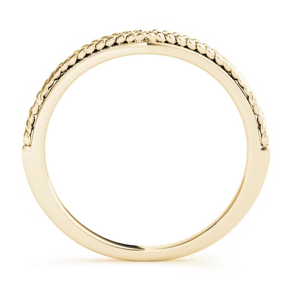Braided Curved Wedding Band, Side view in yellow gold