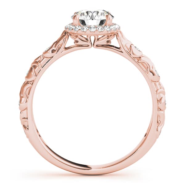 Nature Inspired Filigree Bezel Set Halo Engagement Ring, style 50967, Side view in rose gold