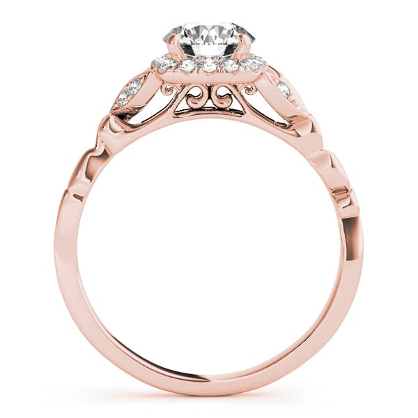 Floral Shape Round Halo Engagement Ring, style 50968, Side view in rose gold