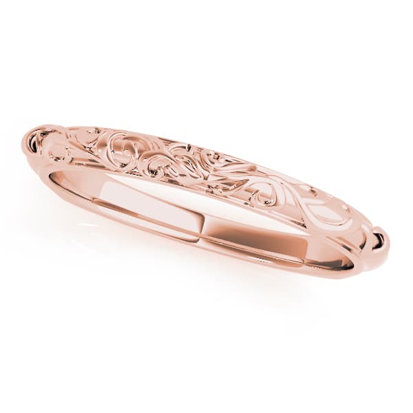 Floral-Inspired Wedding Band, Front view in rose gold