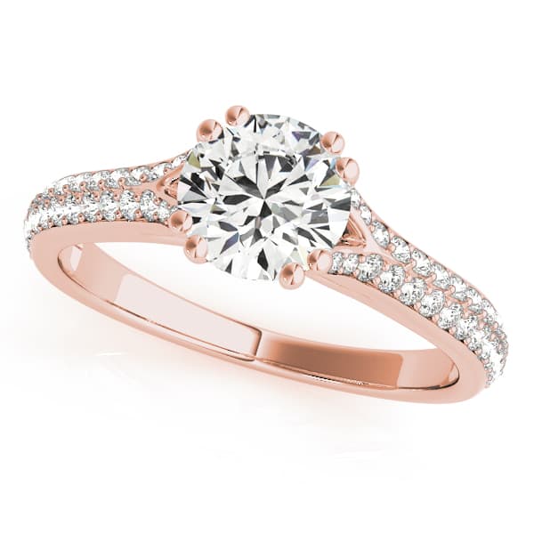 Double Row Pavé Engagement Ring, style 50969, Front view in rose gold