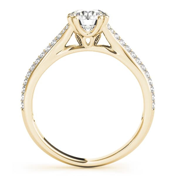 Double Row Pavé Engagement Ring, style 50969, Side view in yellow gold