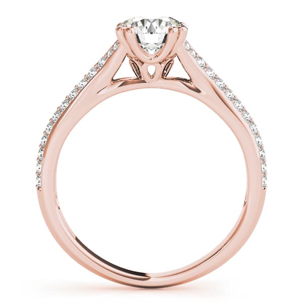 Double Row Pavé Engagement Ring, style 50969, Side view in rose gold