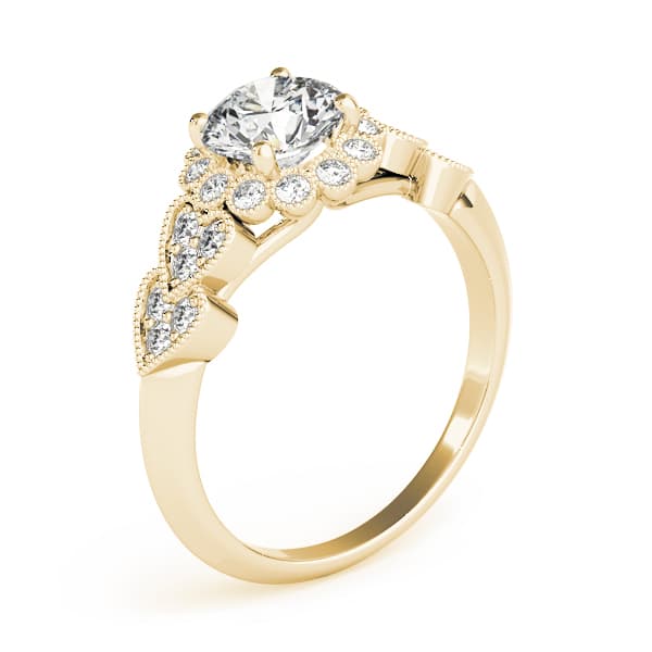 Vintage Milgrain Engagement Ring, style 50970, Angle view in yellow gold