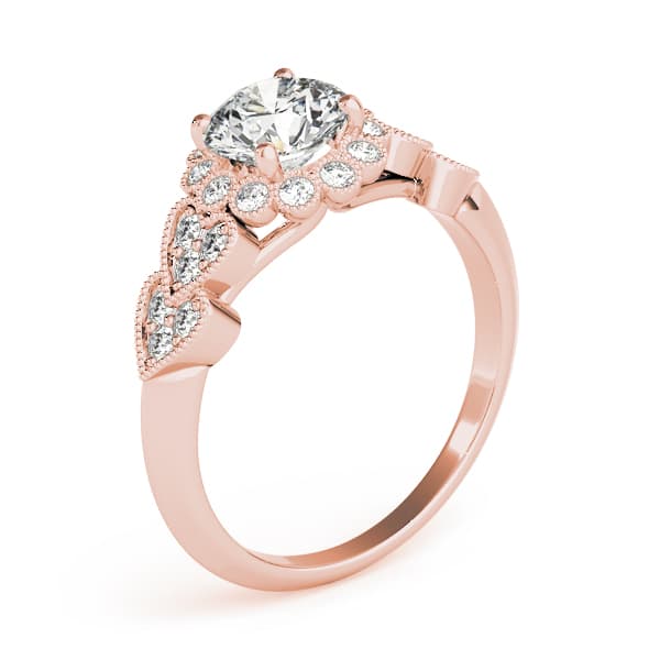 Vintage Milgrain Engagement Ring, style 50970, Angle view in rose gold