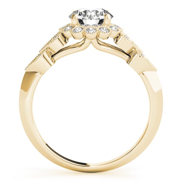 Vintage Milgrain Engagement Ring, style 50970, Side view in yellow gold